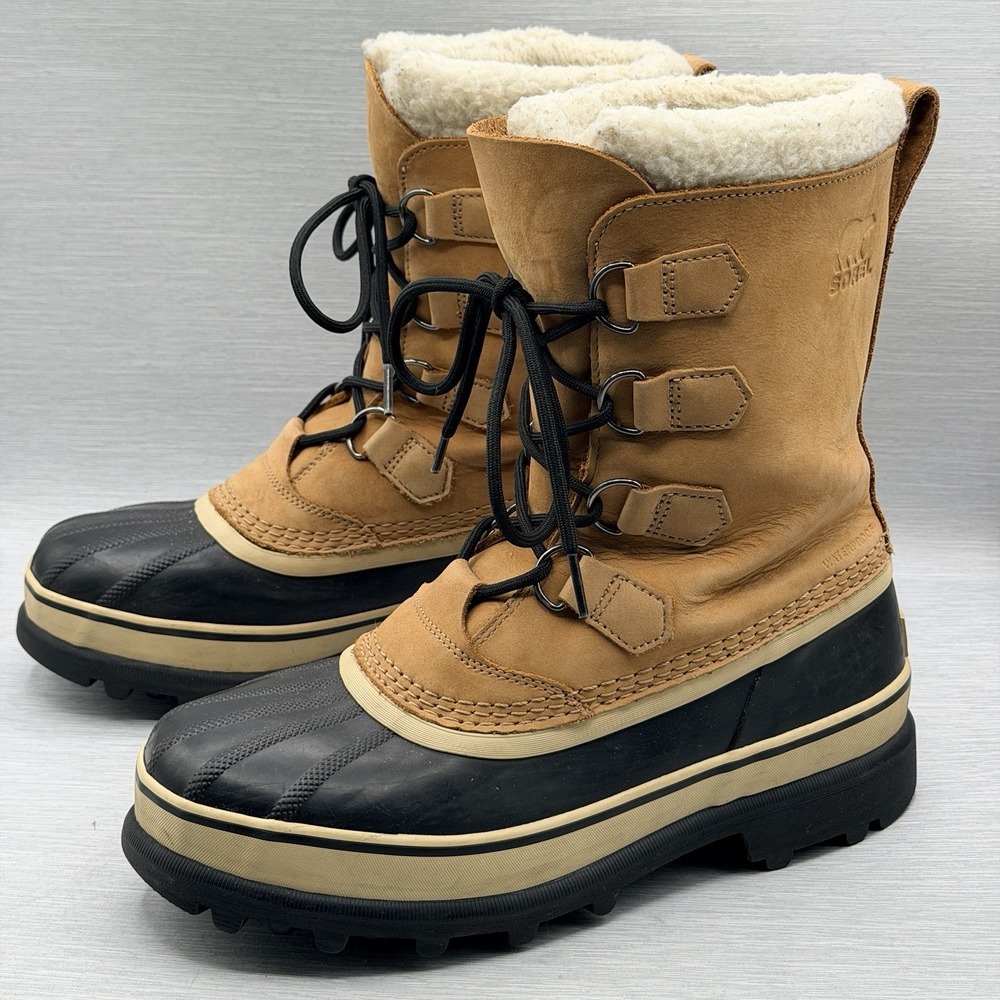 Sorel Caribou Men's 8 Snow Boots Buff Waterproof Nubuck Winter NM1000-281